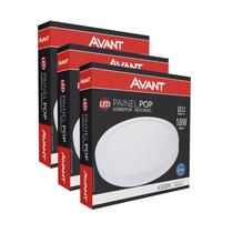 Kit 3 Painel Plafon Led 18w Avant Luminária Sobrepor Redonda 22x22 Branco Frio 6500k