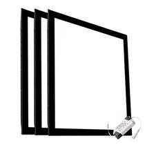 Kit 3 Painel Plafon Led 18w Embutir Quadrado Preto Branco Frio 6500k Bivolt 110/220v
