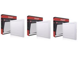 Kit 3 Painel Plafon Led Quadrado 24w Sobrepor Slim Avant