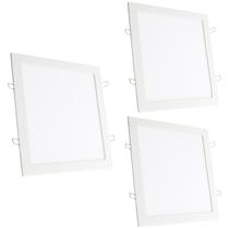 Kit 3 Painel Plafon LED Quadrado 30W 4000K Embutir 40cm Luz Neutra, Design Moderno e Econômico