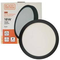 Kit 3 Painel Plafon Preto Redondo Sobrepor 18w Branco Frio 6500k