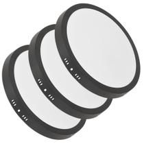 Kit 3 Painel Plafon Redondo Sobrepor Preto 18w Branca Neutra