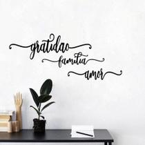 Kit 3 Palavras Gratidão Mdf Decoração Letreiro Familia Amor Parede Casa Mdf Preto Frases Motivacionais