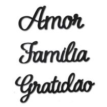 Kit 3 Palavras Motivacionais Decorativas Mdf 3mm Preto - Amor Gratidão Família Kit 3 Palavras Motivacionais Decorativas Mdf 3mm Preto - Amor Gratidão Família