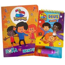 KIT 3 Palavrinhas Deus é nosso amigo Livro para colorir usando água Quebra cabeças Hora de Brincar