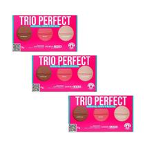 Kit 3 Paleta Trio Perfect Pó Contorno Blush Iluminador Dermachem 11g