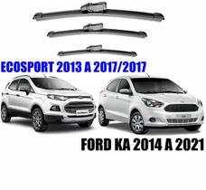 Kit 3 Palheta Limpador de Parabrisa Ford Ecosport 2013 2014 2015 2016 2017 E FORD KA 2014 2015 2016 2017 2018 2019 2020 2021