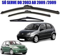 kit 3 Palheta Limpador Parabrisa Citroen C3 2003 2004 2005 2006 2007 2008 2009/2009