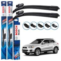 Kit 3 Palhetas Dianteiras Multiclip + Traseira REAR Silicone Originais Bosch Mitsubishi ASX 2011 a 2021