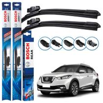 Kit 3 Palhetas Dianteiras Multiclip + Traseira REAR Silicone Originais Bosch Nissan Kicks 2016 a 2024