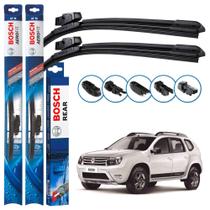 Kit 3 Palhetas Dianteiras Multiclip + Traseira REAR Silicone Originais Bosch Renault Duster 2011 a 2020