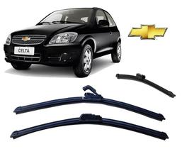Kit 3 Palhetas Limpador de Parabrisa Dianteiro + Traseiro Chevrolet Celta ano 2014 em Diante