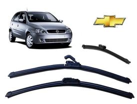 Kit 3 Palhetas Limpador de Parabrisa Dianteiro + Traseiro Chevrolet Corsa ano 2004 em Diante