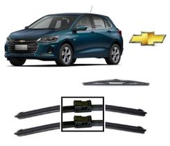 Kit 3 Palhetas Limpador de Parabrisa Dianteiro + Traseiro Chevrolet Onix 2020 em Diante Kit 3 Palhetas Limpador de Parabrisa Dianteiro + Traseiro Chevrolet Onix 2020 em Diante