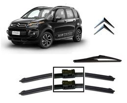 Kit 3 Palhetas Limpador de Parabrisa Dianteiro + Traseiro Citroen Aircross 2011 em Diante Kit 3 Palhetas Limpador de Parabrisa Dianteiro + Traseiro Citroen Aircross 2011 em Diante