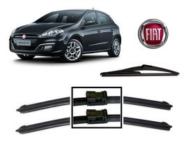 Kit 3 Palhetas Limpador de Parabrisa Dianteiro + Traseiro Fiat Bravo 2011 Em Diante Kit 3 Palhetas Limpador de Parabrisa Dianteiro + Traseiro Fiat Bravo 2011 Em Diante
