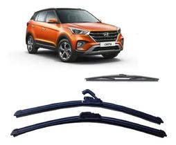 Kit 3 Palhetas Limpador De Parabrisa Dianteiro + Traseiro Hyundai Creta 2017 2018 2019 Kit 3 Palhetas Limpador De Parabrisa Dianteiro + Traseiro Hyundai Creta 2017 2018 2019