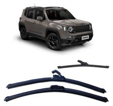 Kit 3 Palhetas Limpador de Parabrisa Dianteiro + Traseiro Jeep Renegade ano 2016 em Diante