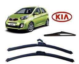 Kit 3 Palhetas Limpador de Parabrisa Dianteiro + Traseiro Kia Picanto ano 2012 em Diante Kit 3 Palhetas Limpador de Parabrisa Dianteiro + Traseiro Kia Picanto ano 2012 em Diante