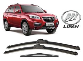 Kit 3 Palhetas Limpador de Parabrisa Dianteiro + Traseiro Lifan X60 2013 Até 2019
