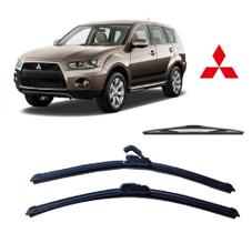 Kit 3 Palhetas Limpador de Parabrisa Dianteiro + Traseiro Mitsubishi Outlander 2007 ate 2013