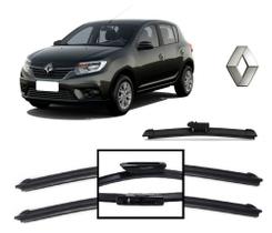 Kit 3 Palhetas Limpador De Parabrisa Dianteiro + Traseiro Renault Sandero 2015 em Diante