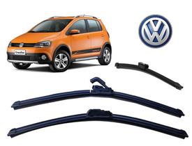 Kit 3 Palhetas Limpador de Parabrisa Dianteiro + Traseiro Volkswagen Crossfox 2003 ate 2009