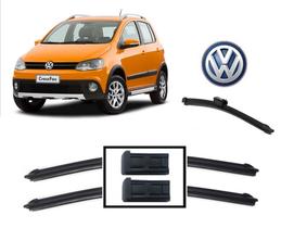 Kit 3 Palhetas Limpador de Parabrisa Dianteiro + Traseiro Volkswagen Crossfox ano 2013 em Diante