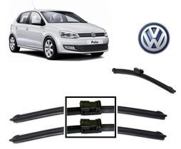 Kit 3 Palhetas Limpador de Parabrisa Dianteiro + Traseiro Volkswagen Polo ano 2010 em Diante Kit 3 Palhetas Limpador de Parabrisa Dianteiro + Traseiro Volkswagen Polo ano 2010 em Diante