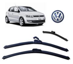 Kit 3 Palhetas Limpador de Parabrisa Dianteiro + Traseiro Volkswagen Polo Hatch ano 2009