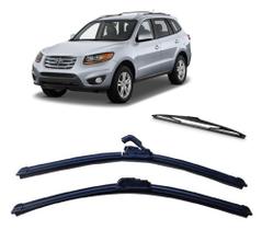 Kit 3 Palhetas Limpador De Parabrisa Dianteito + Traseiro Hyundai Santa Fe ano 2007 Ate 2012
