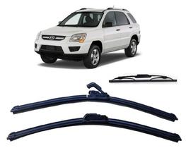 Kit 3 Palhetas Limpador De Parabrisa Dianteito + Traseiro Kia Sportage 2005 2006 2007 2008 2009 2010