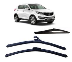 Kit 3 Palhetas Limpador De Parabrisa Dianteito + Traseiro Kia Sportage 2011 em Diante