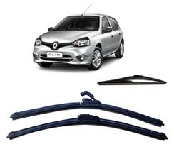 Kit 3 Palhetas Limpador De Parabrisa Dianteito + Traseiro Renault Clio Hatch ano 2013 ate 2021