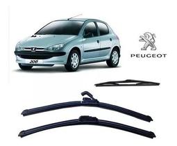 Kit 3 Palhetas Limpador Parabrisa Diant.+tras. Peugeot 206