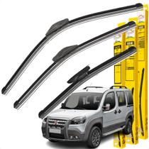 Kit 3 Palhetas Limpador Parabrisa Dianteiro Traseiro Doblo