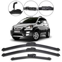 Kit 3 Palhetas Limpador Parabrisa Dianteiro + Traseiro Fiat Idea 2006 2007 2008 2009 2010