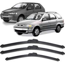Kit 3 Palhetas Limpador Parabrisa Dianteiro + Traseiro Fiat Palio G2 2001/2007