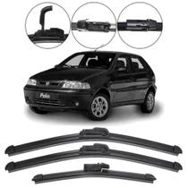 Kit 3 Palhetas Limpador Parabrisa Dianteiro + Traseiro Fiat Palio G2 2001/2007