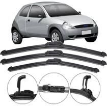Kit 3 Palhetas Limpador Parabrisa Dianteiro+Traseiro Ford Ka 2002 2003 2004 2005 2006 2007 2008 2009