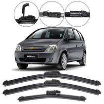 Kit 3 Palhetas Limpador Parabrisa Dianteiro + Traseiro GM Meriva 2004 2005 2006 2007 2008 2009 2010 2011 2012