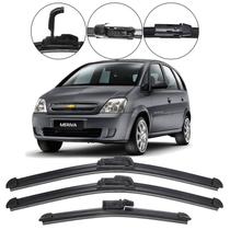 Kit 3 Palhetas Limpador Parabrisa Dianteiro + Traseiro GM Meriva 2004 2005 2006 2007 2008 2009 2010 2011 2012