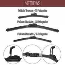 Kit 3 Palhetas Limpador Parabrisa Dianteiro + Traseiro VW Fox 2010 - 2012