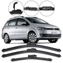 Kit 3 Palhetas Limpador Parabrisa Dianteiro + Traseiro VW SpaceFox 2006 2007 2008 2009 2010 2011 2012