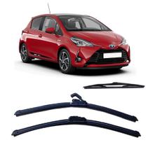 Kit 3 Palhetas para Limpador de Parabrisa Dianteiro + Traseiro para Toyota Yaris ano 2018 ate 2021 Kit 3 Palhetas para Limpador de Parabrisa Dianteiro + Traseiro para Toyota Yaris ano 2018 ate 2021