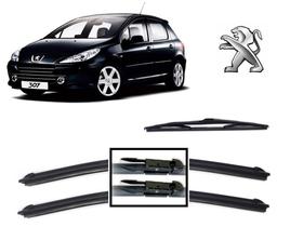 Kit 3 Palhetas Para Limpador de Parabrisa Dianteiro + Traseiro Peugeot 307
