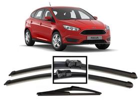 Kit 3 Palhetas Parabrisa Dianteiro + Traseiro Ford Novo Focus ano 2014 2015 2016 2017 2018 2019 2020