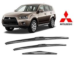 Kit 3 Palhetas Parabrisa Dianteiro + Traseiro Modelo Original para Mitsubishi Outlander 2007 A 2013