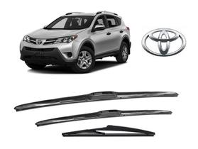 Kit 3 Palhetas Parabrisa Dianteiro + Traseiro Modelo Original para Toyota RAV 4 ano 2005 A 2013