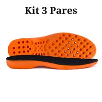 Kit 3 Palmilhas em Gel PU Ortopédica Macia para Calçados Fechados